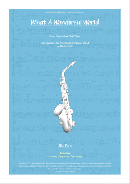 Free Sheet Music What A Wonderful World Arranged For Alto Sax Incl A Transcribed Solo