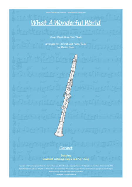 Free Sheet Music What A Wonderful World Arranged For Clarinet