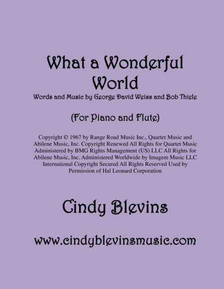 Free Sheet Music What A Wonderful World Arranged For Piano And Flute