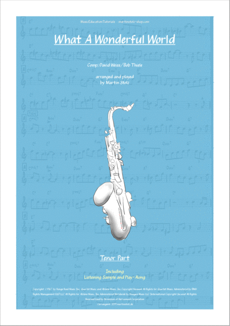 Free Sheet Music What A Wonderful World Arranged For Tenor Sax Incl Transcribed Solo