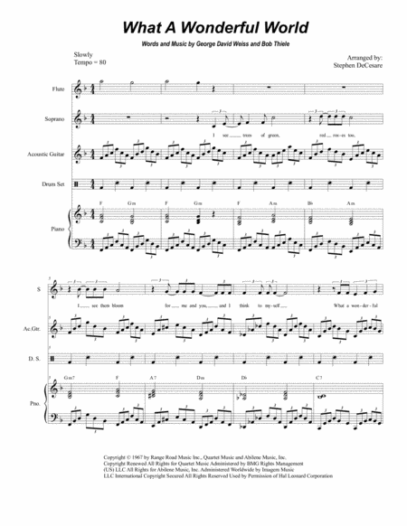 What A Wonderful World Duet For Soprano And Tenor Solo Sheet Music