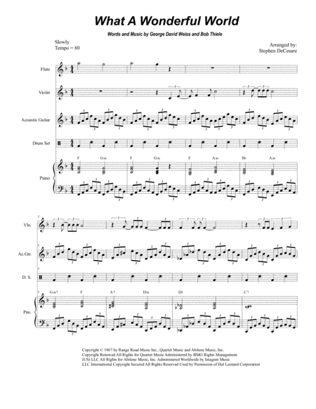 What A Wonderful World Duet For Violin And Viola Sheet Music