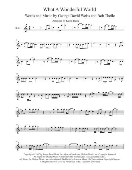 Free Sheet Music What A Wonderful World Flute