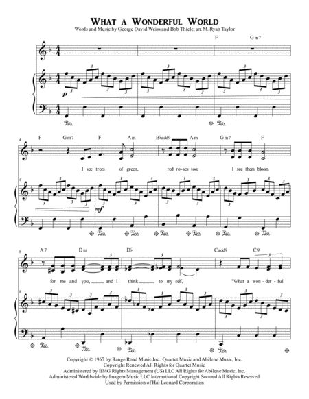 What A Wonderful World For Sa Choir And Piano With Chords Optional Ssa Or Unison Sheet Music