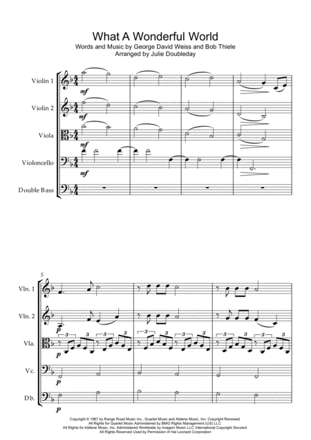 What A Wonderful World For String Orchestra Score And Parts Sheet Music