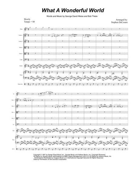 What A Wonderful World For String Quintet Sheet Music