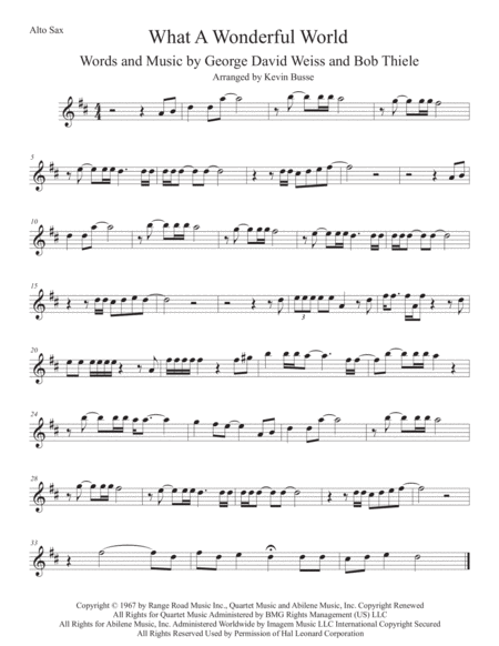 What A Wonderful World Original Key Alto Sax Sheet Music