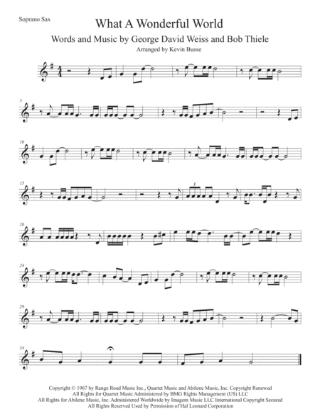 What A Wonderful World Original Key Soprano Sax Sheet Music