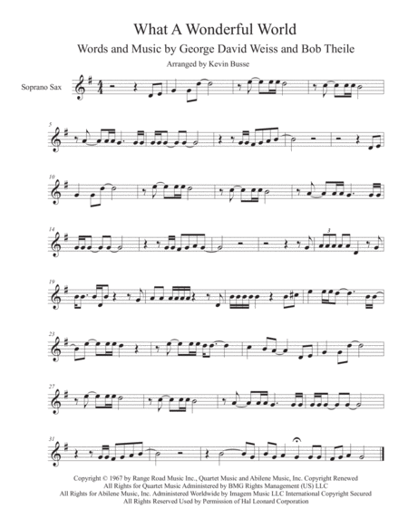 What A Wonderful World Soprano Sax Sheet Music