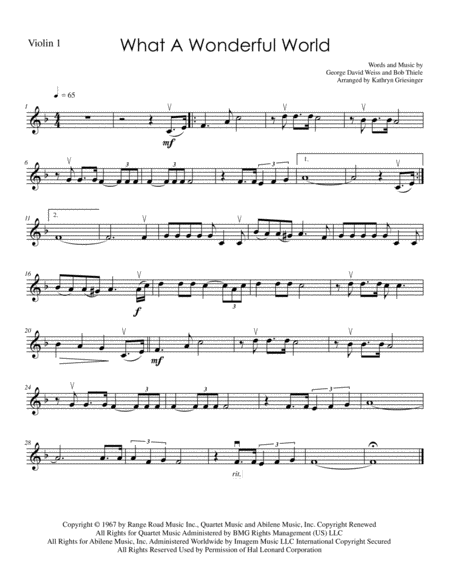 What A Wonderful World String Quartet Sheet Music