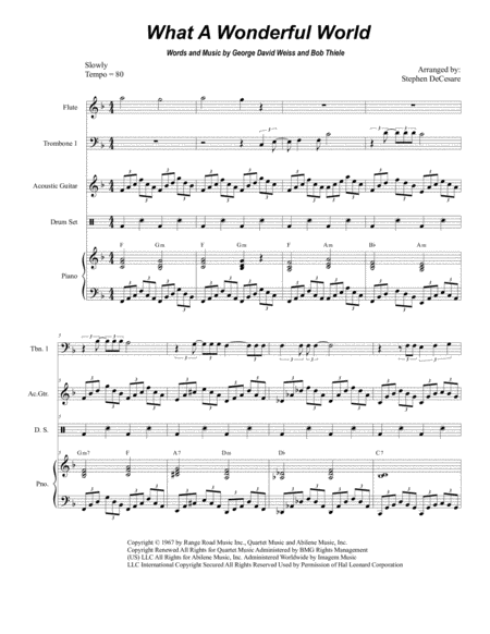 What A Wonderful World Trombone Duet Sheet Music