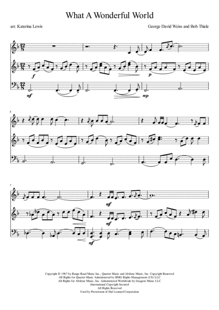 What A Wonderful World Violin 1 Violin 2 Cello Sheet Music