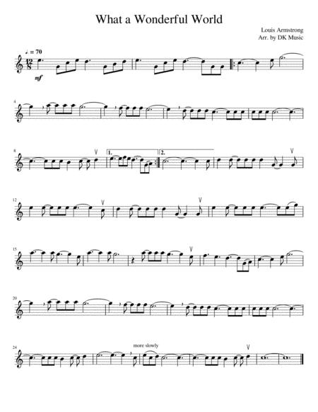 Free Sheet Music What A Wonderful World Violin Solo