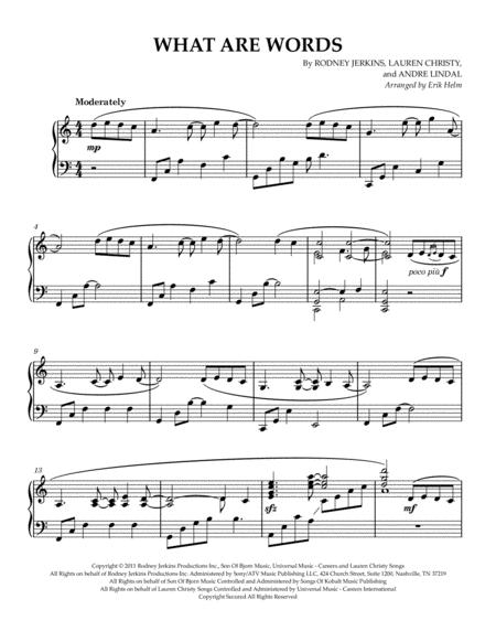 Free Sheet Music What Are Words Piano Solo