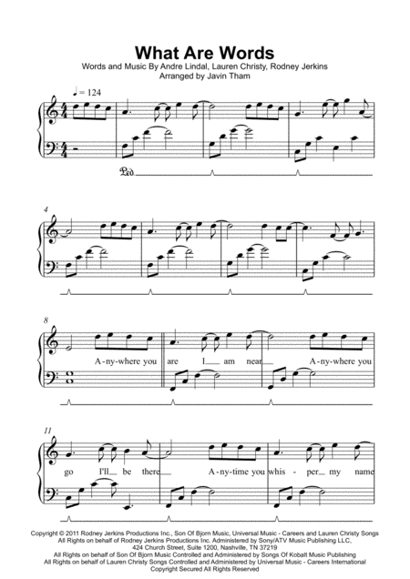 Free Sheet Music What Are Words