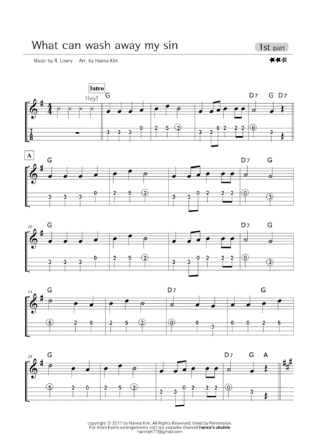 What Can Wash Away My Sin Hymn Ukulele Ensemble Sheet Music