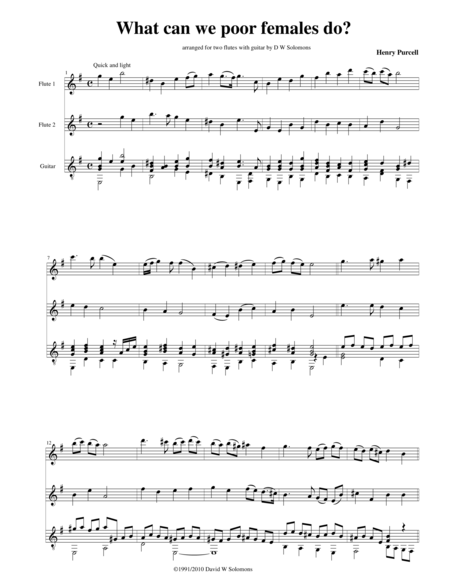 Free Sheet Music What Can We Poor Females Do For 2 Flutes And Guitar