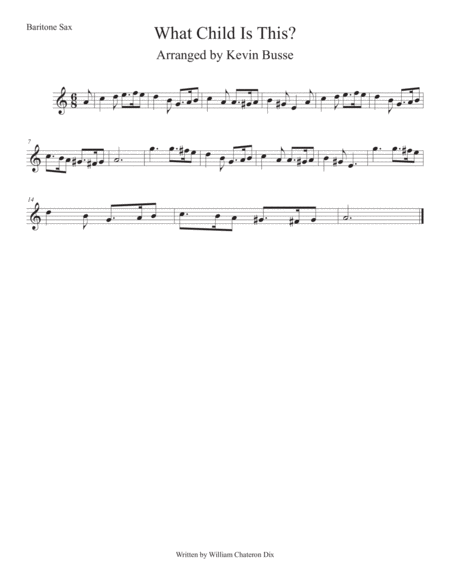 What Child Is This Easy Key Of C Bari Sax Sheet Music