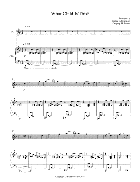 What Child Is This For Flute Solo With Piano Accompaniment Sheet Music