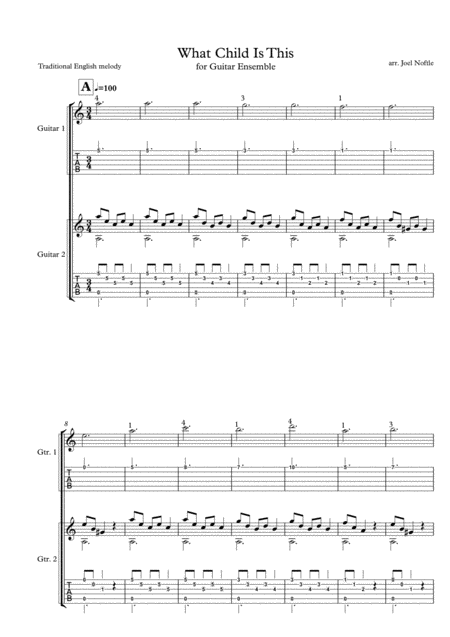 What Child Is This For Guitar Ensemble Sheet Music