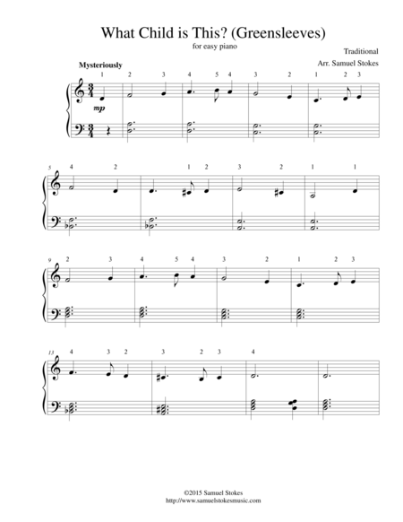 What Child Is This Greensleeves For Easy Piano Sheet Music