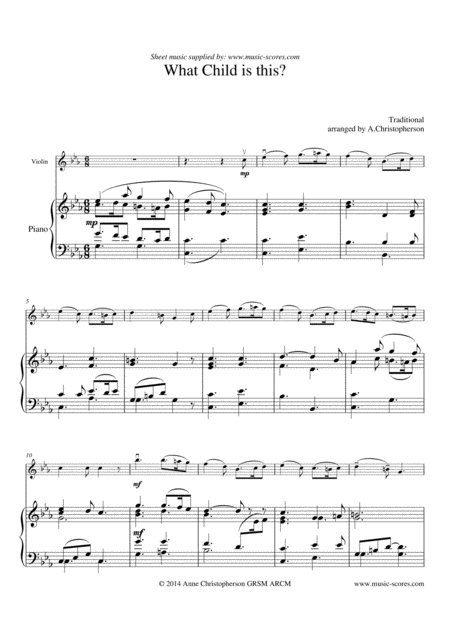 Free Sheet Music What Child Is This Violin And Piano