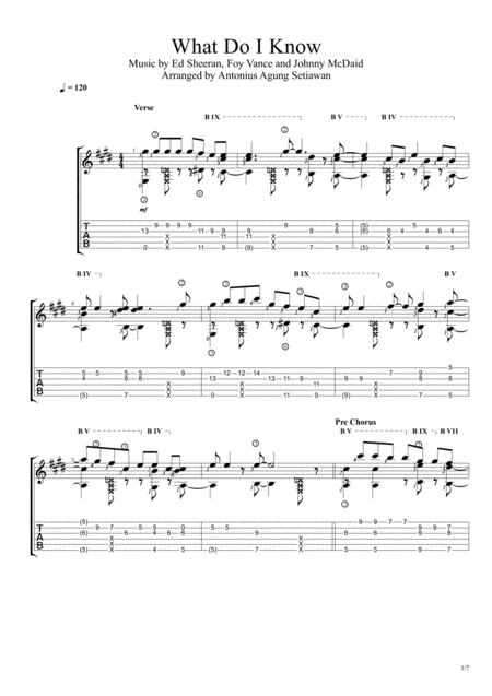 What Do I Know Fingerstyle Guitar Solo Sheet Music