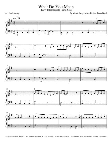 What Do You Mean Early Intermediate Piano Solo Sheet Music