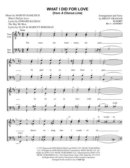 Free Sheet Music What I Did For Love Men