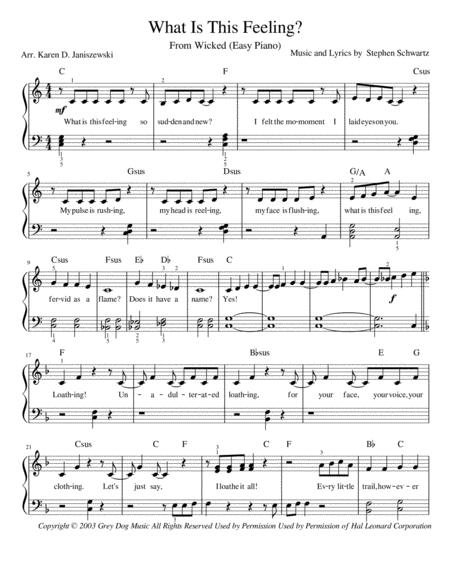 Free Sheet Music What Is This Feeling From Wicked Easy Piano