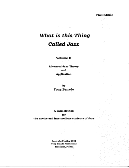 What Is This Thing Called Jazz Vol Ii Sheet Music