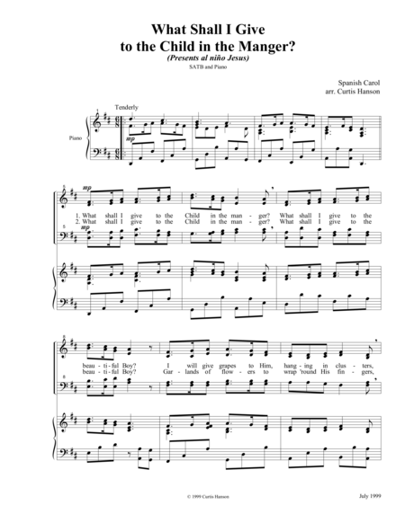 Free Sheet Music What Shall I Give To The Child In The Manger Satb