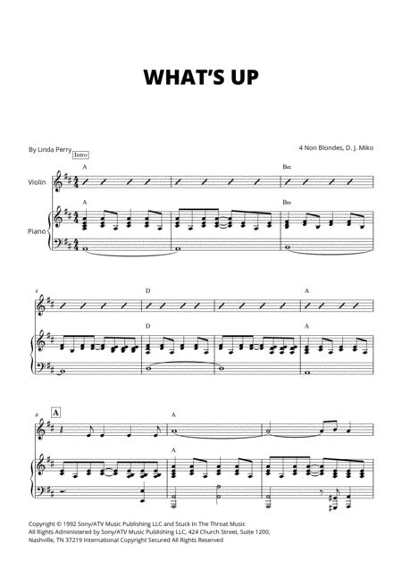 What Up For Violin And Piano Sheet Music