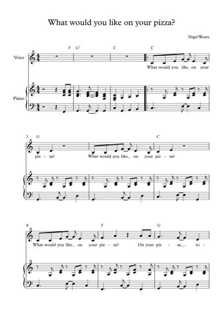 What Would You Like On Your Pizza Sheet Music