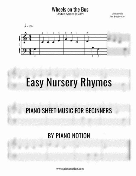 Wheels On The Bus Easy Piano Solo Sheet Music