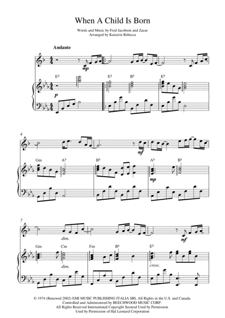 When A Child Is Born Sheet Music