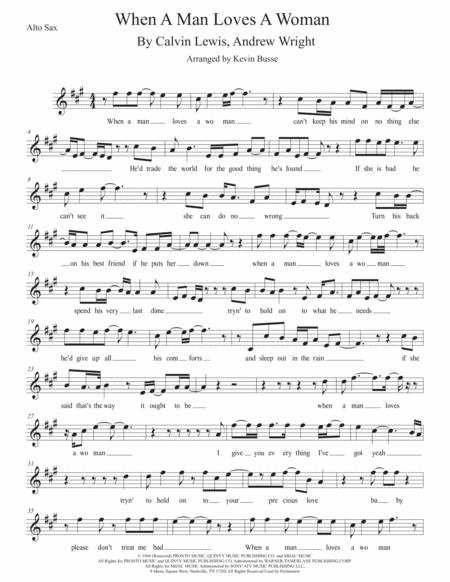 When A Man Loves A Woman Original Key Alto Sax Sheet Music