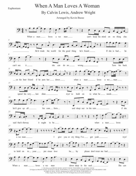 When A Man Loves A Woman Original Key Euphonium Sheet Music