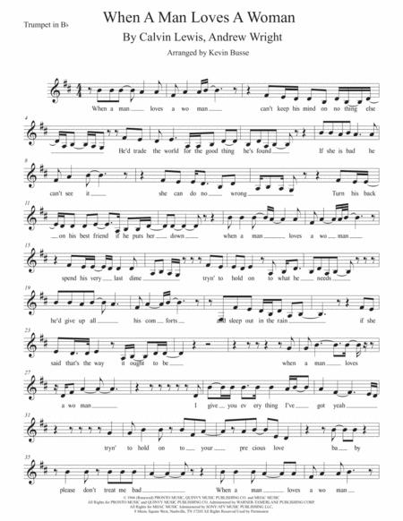 When A Man Loves A Woman Original Key Trumpet Sheet Music