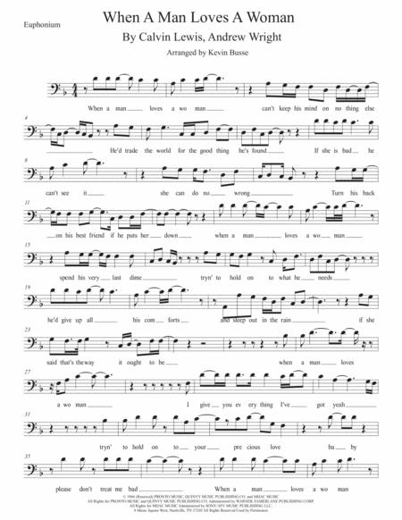 When A Man Loves A Woman W Lyrics Euphonium Sheet Music