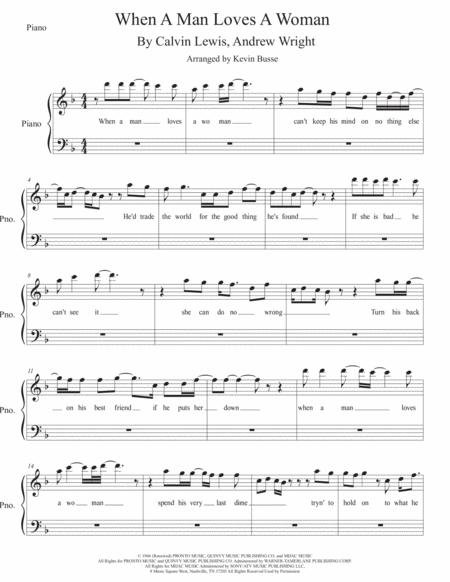 When A Man Loves A Woman W Lyrics Piano Sheet Music