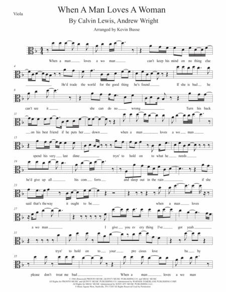 When A Man Loves A Woman W Lyrics Viola Sheet Music