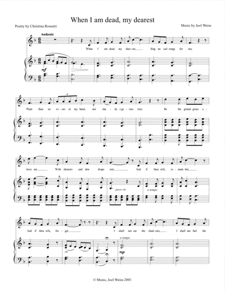 When I Am Dead My Dearest Sheet Music