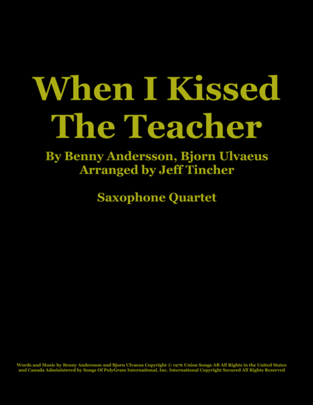 Free Sheet Music When I Kissed The Teacher