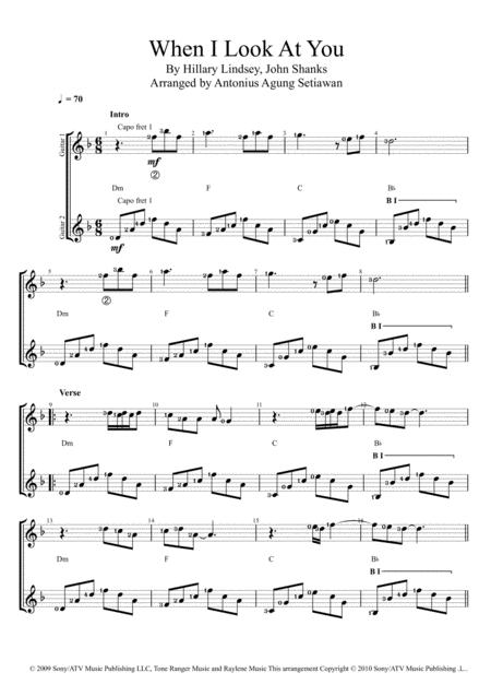 When I Look At You Duet Guitar Score Sheet Music