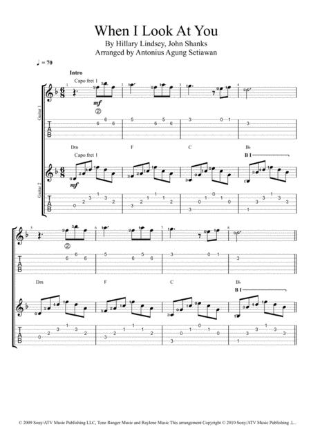 When I Look At You Duet Guitar Tablature Sheet Music