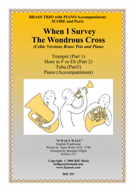 When I Survey The Wondrous Cross Brass Trio Trumpet Horn Tuba With Piano Accompaniment Sheet Music