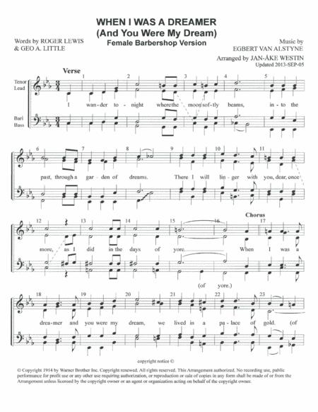 When I Was A Dreamer Sheet Music