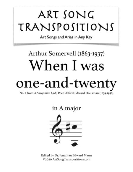 When I Was One And Twenty Transposed To A Major Sheet Music