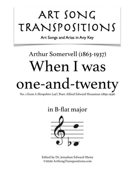 Free Sheet Music When I Was One And Twenty Transposed To B Flat Major